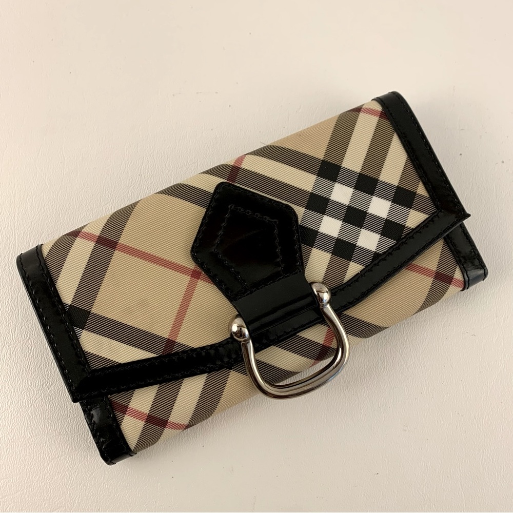 Burberry Tan and Black Nova Check Wallet